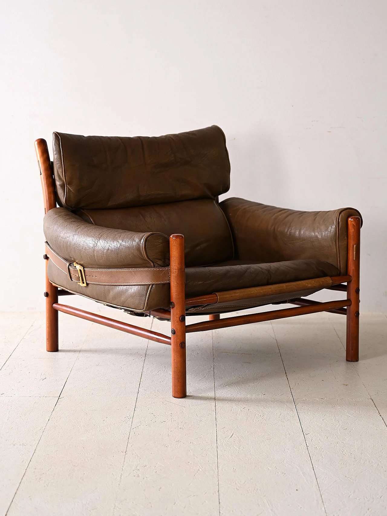 Wood and leather armchair by Arne Norell, 1960s 4