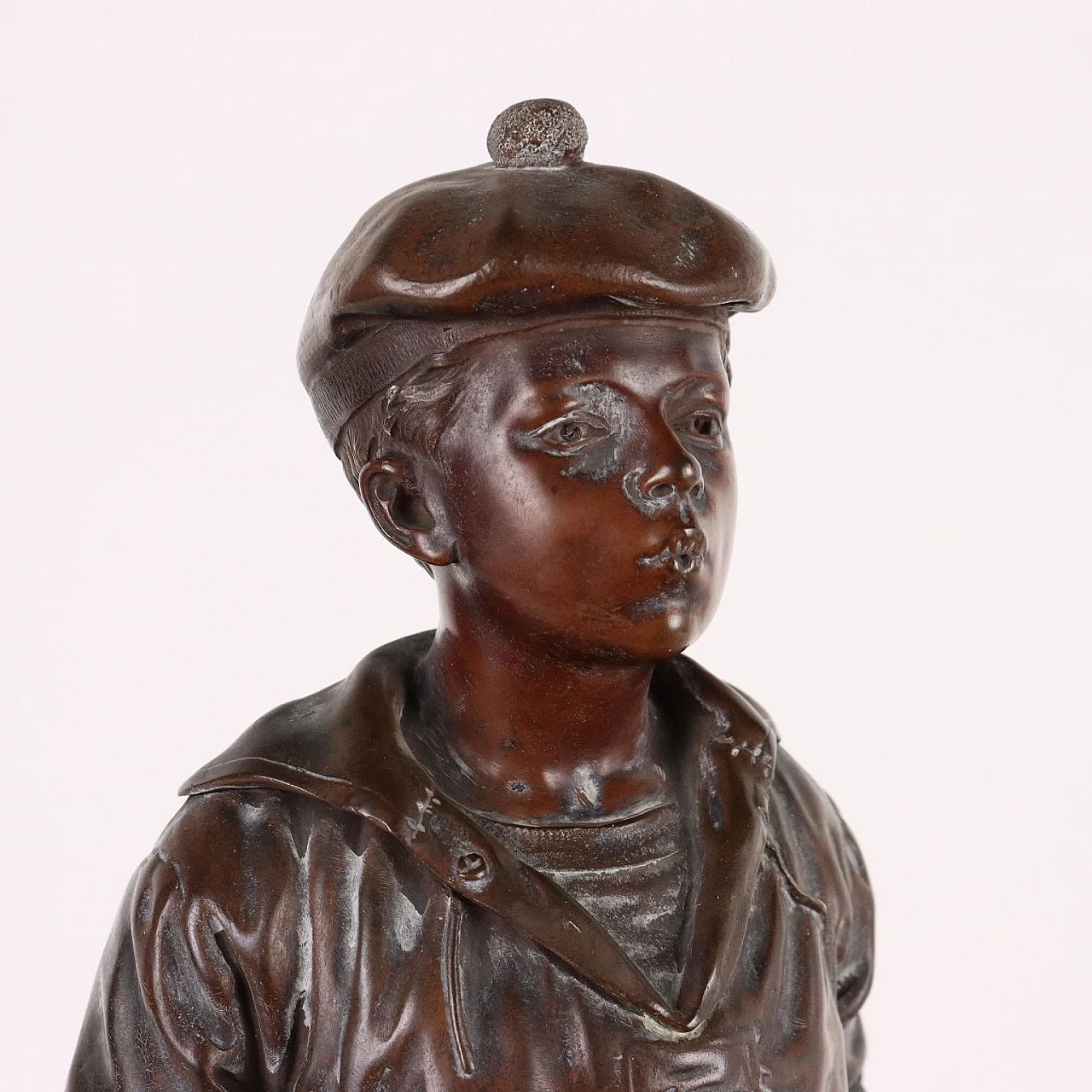 Whistling boy, bronze sculpture on marble base 3