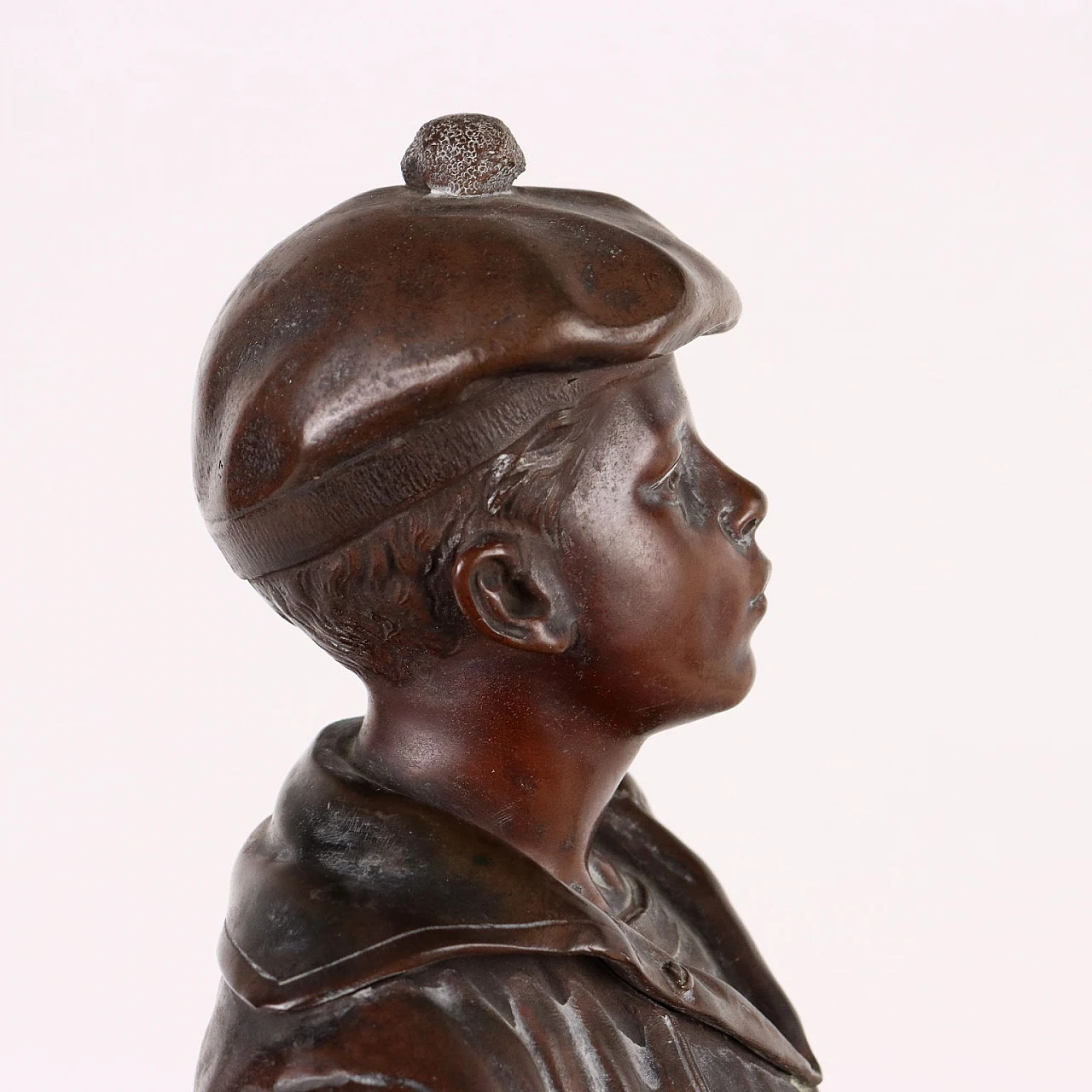 Whistling boy, bronze sculpture on marble base 4