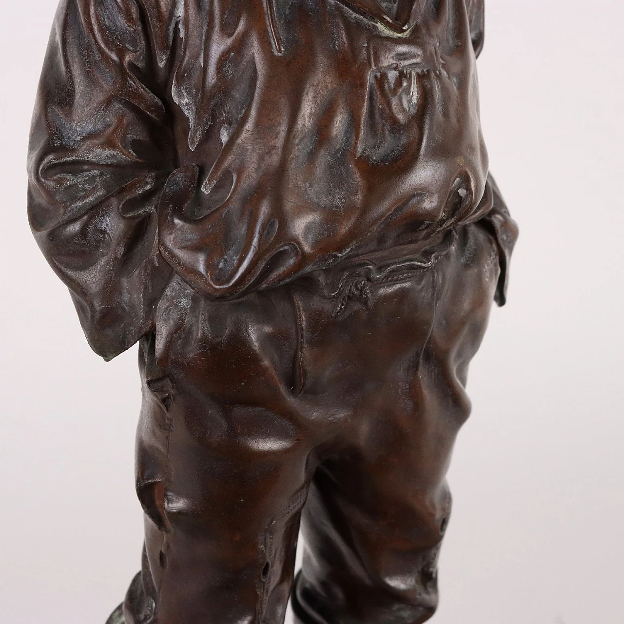 Whistling boy, bronze sculpture on marble base 6