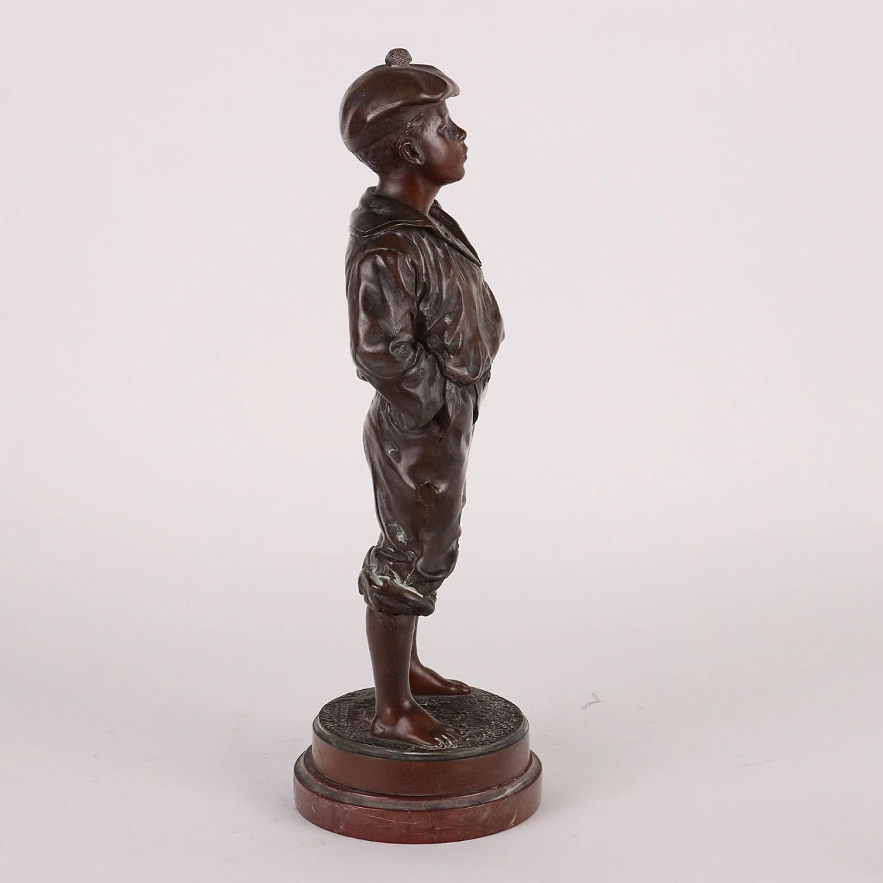 Whistling boy, bronze sculpture on marble base 9