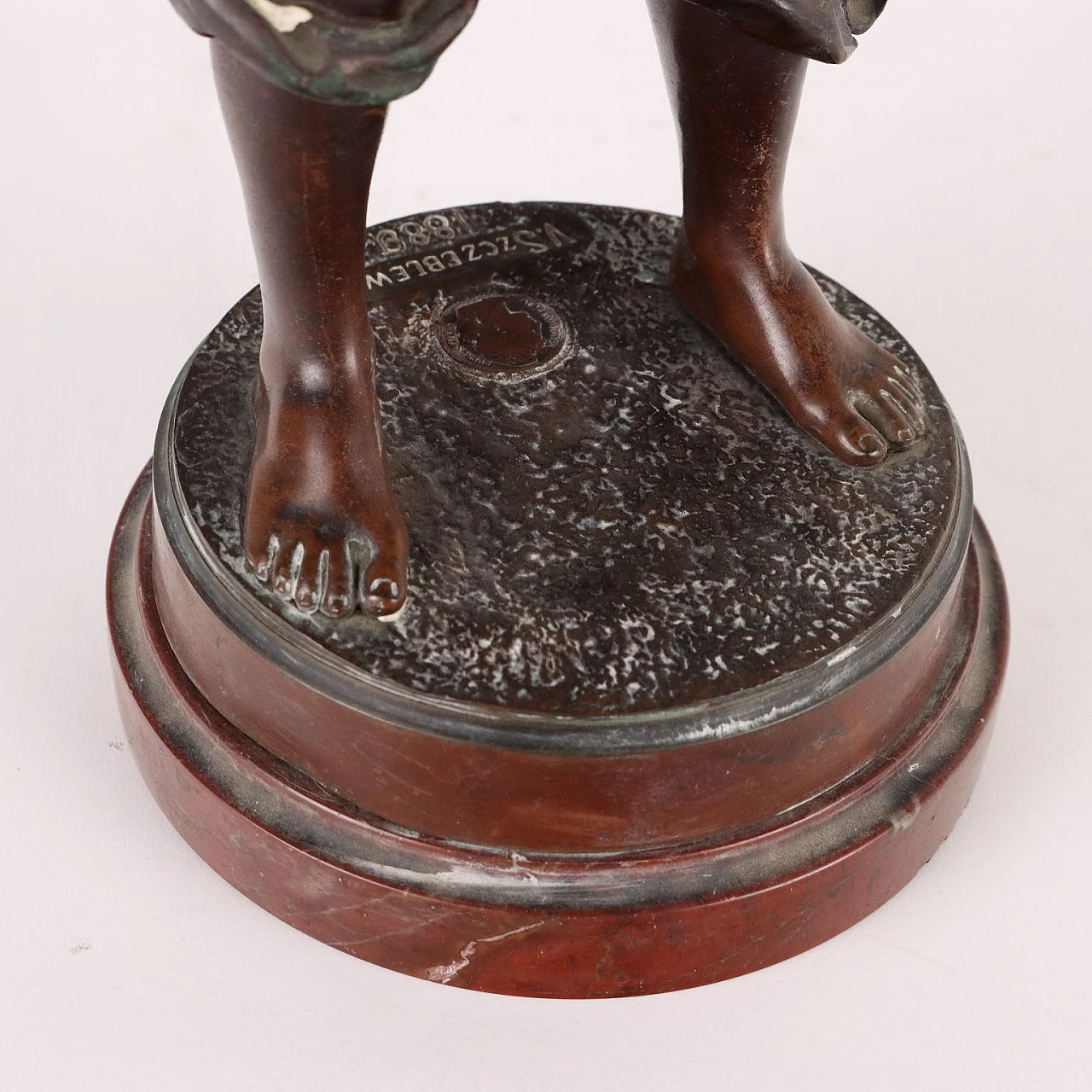 Whistling boy, bronze sculpture on marble base 10