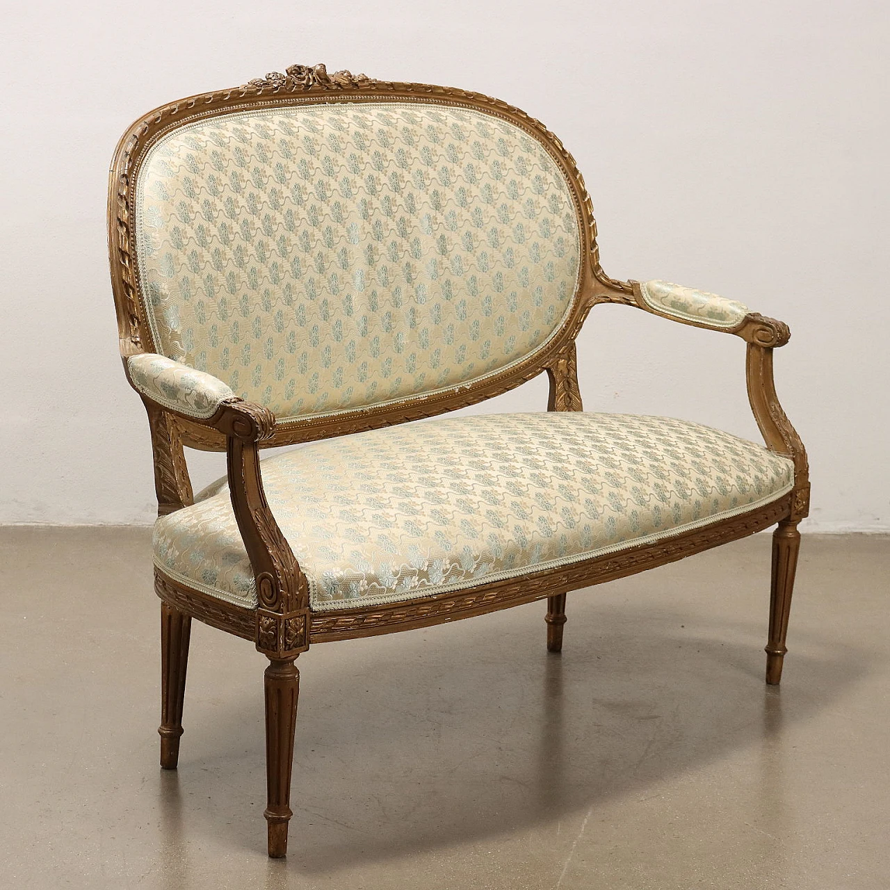 Pair of chairs and a sofa in carved & gilded wood, 19th century 4