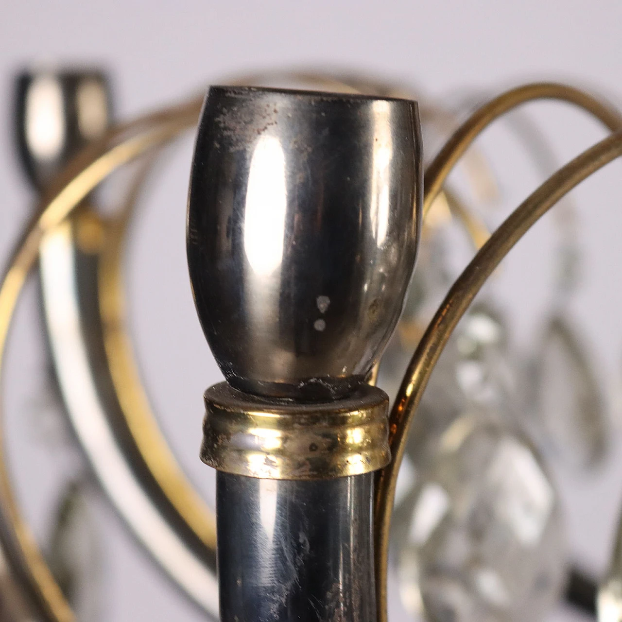 Brass and crystal chandelier with 12 lights, 1930s 7