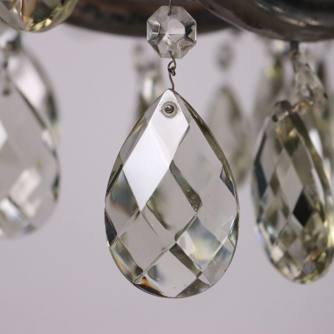 Brass and crystal chandelier with 12 lights, 1930s 9