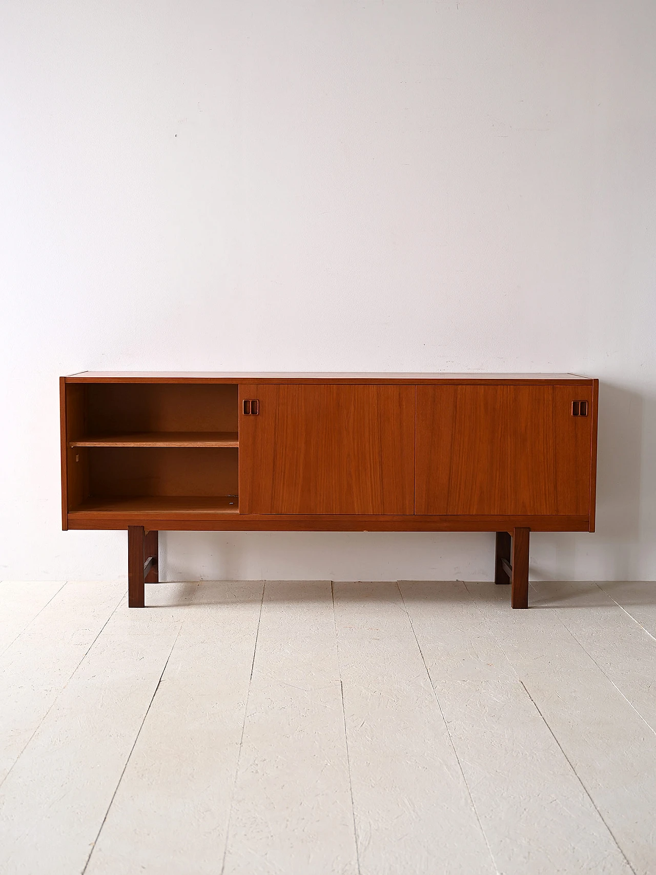 Credenza scandinava in teak con cassetti e ante, anni '60 4