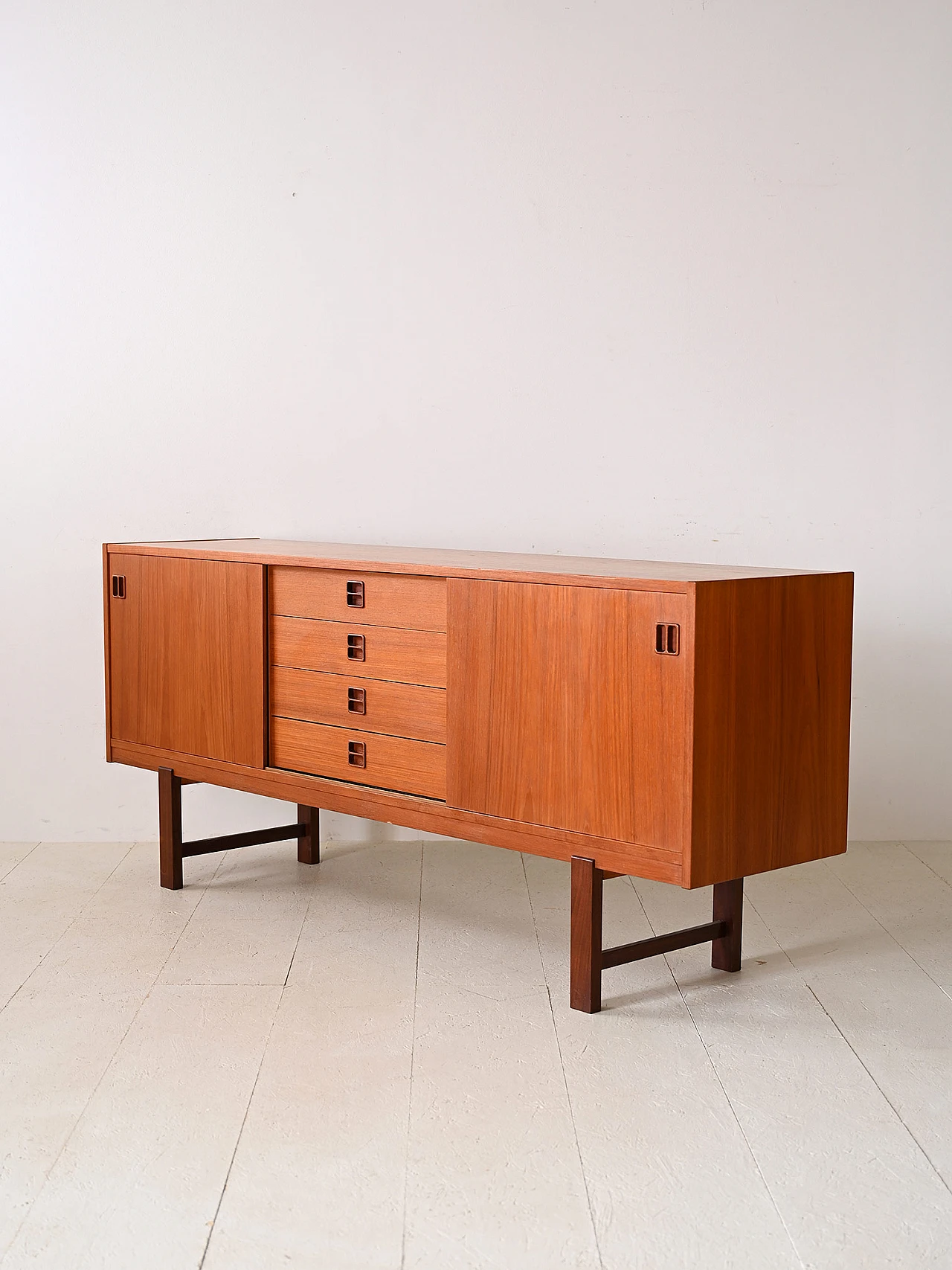 Credenza scandinava in teak con cassetti e ante, anni '60 7