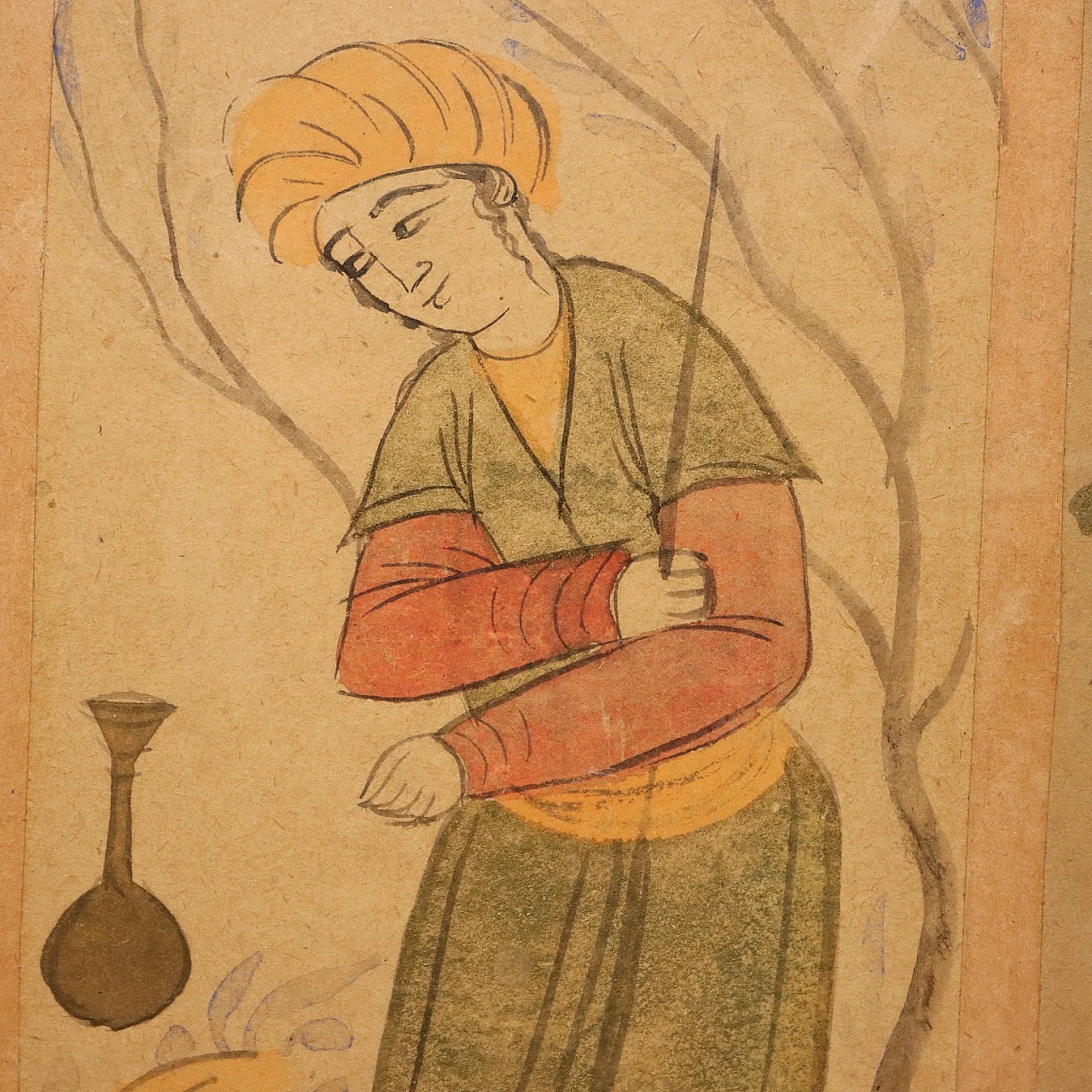 6 Miniature dipinte e incorniciate nello stile di Reza Abbasi 4