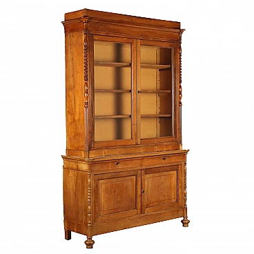 Manzoniana walnut bookcase with display case, second quarter 19th century