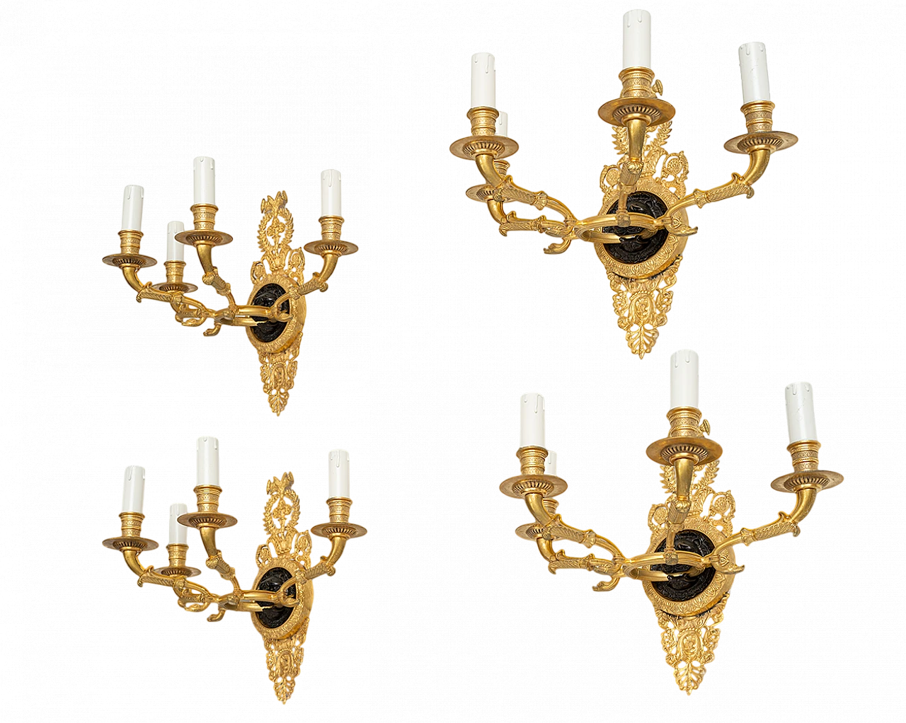 4 Empire wall lights in gilded and patinated bronze, 19th century 6