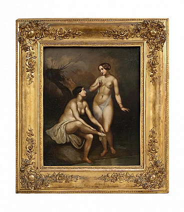Nymphs bathing, oil painting on canvas, second half of 19th century