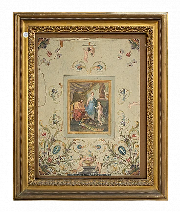Scena classica con grottesche, dipinto a olio su tela, '800