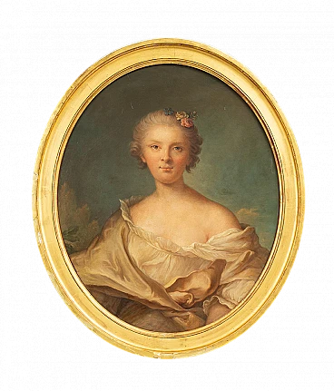 Portrait of noblewoman, French oil painting on canvas, 19th century