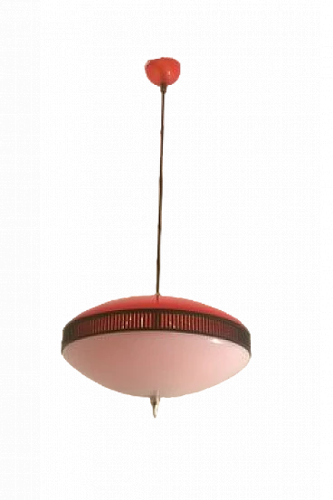 Red acrylic glass pendant lamp, 1950s