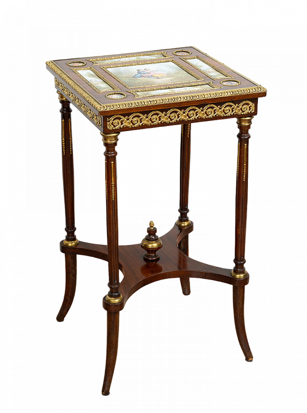 Tavolino Napoleone III in mogano e porcellana di Sèvres, '800 9