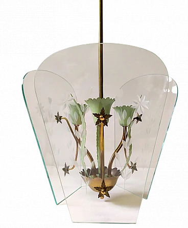 Chandelier attributed to Fontana Arte, 1940s
