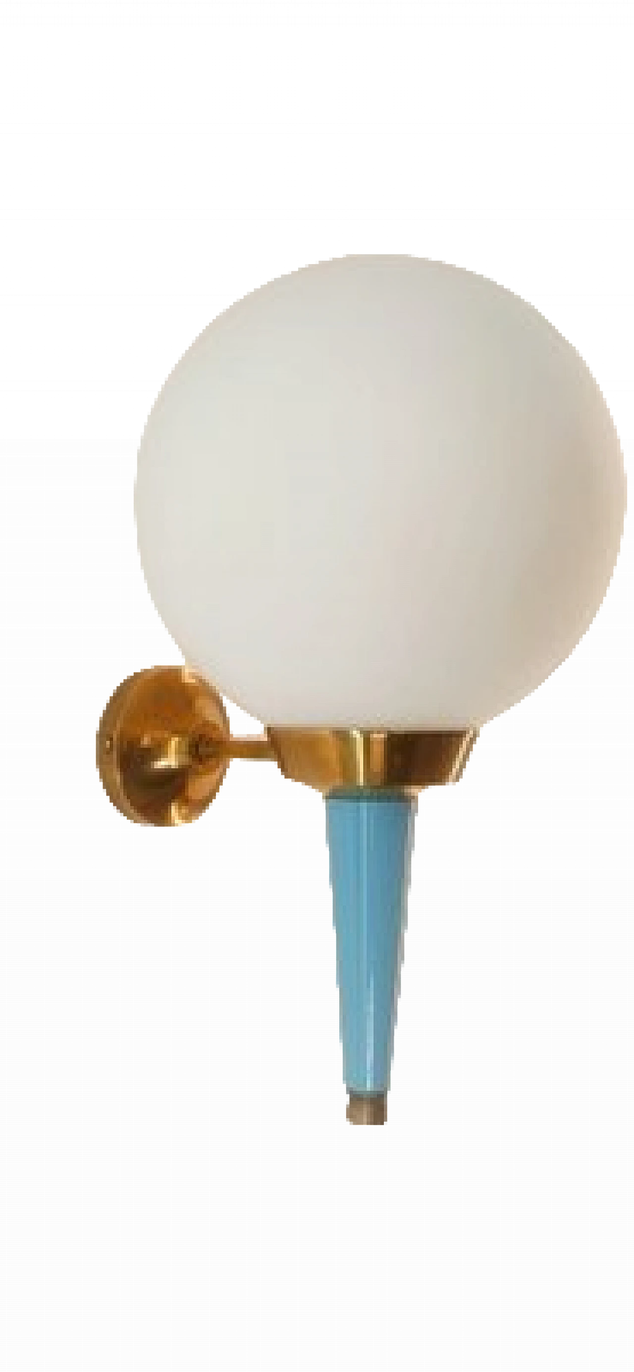 Applique in vetro, ottone e metallo azzurro di Stilnovo, anni '70 8