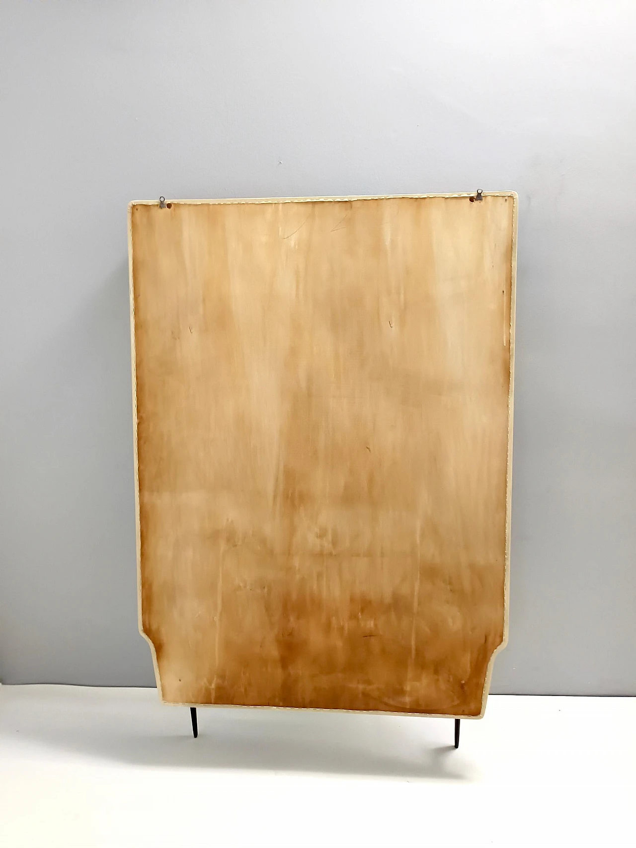 Coat stand in ebonised beech, brass, skai and glass, 1950s 6