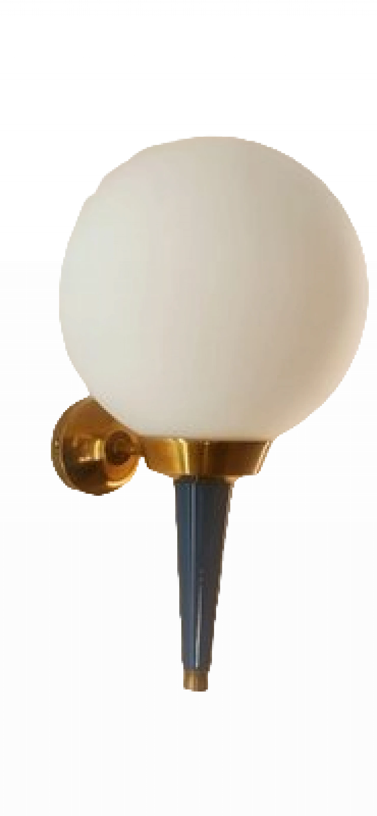 Glass, brass and blue metal wall light by Stilnovo, 1970s 7