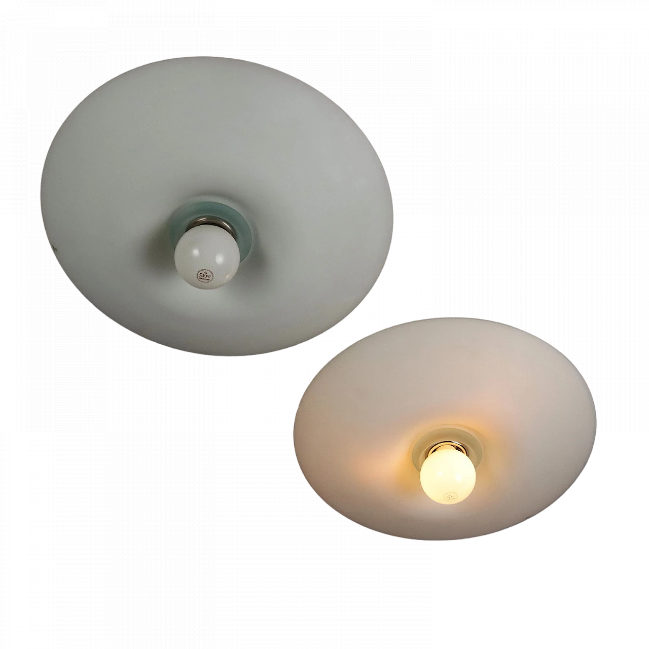 Pair of Murano glass & enameled aluminum ceiling lamps, 1990s 9