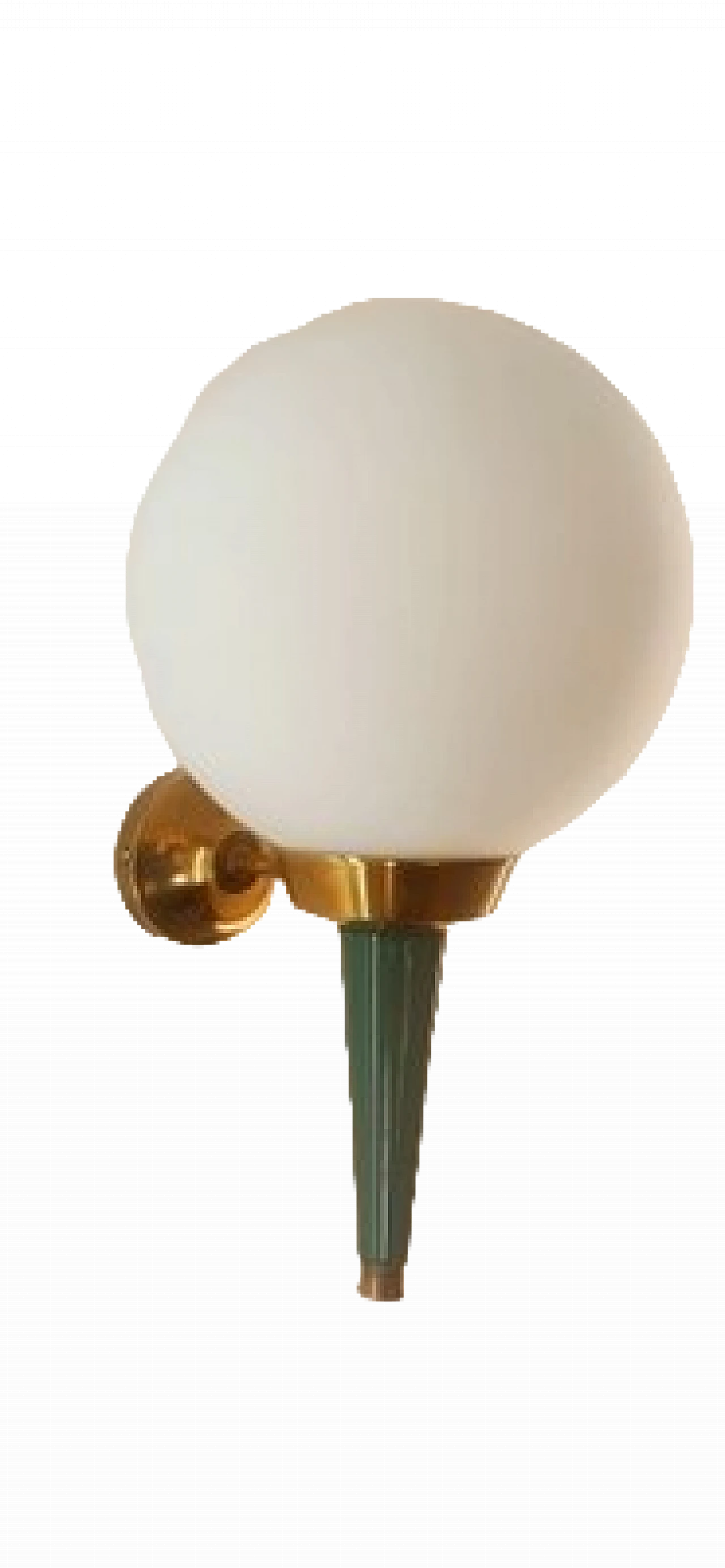 Glass, brass and green metal wall light by Stilnovo, 1970s 9