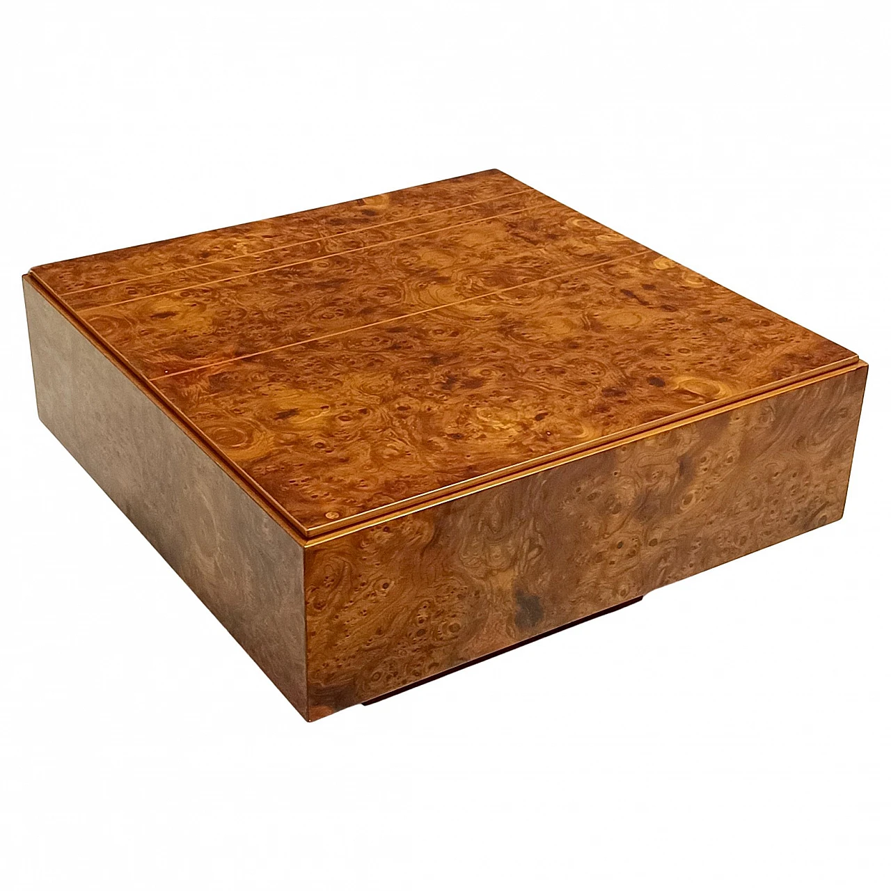 Square elm coffee table attributed to Willy Rizzo, 1980s 1