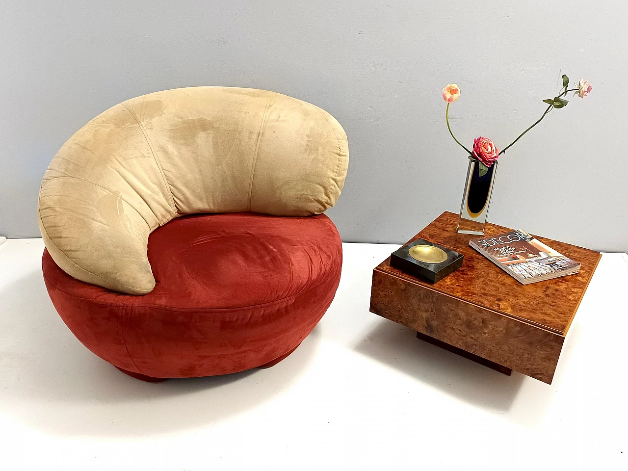 Square elm coffee table attributed to Willy Rizzo, 1980s 2