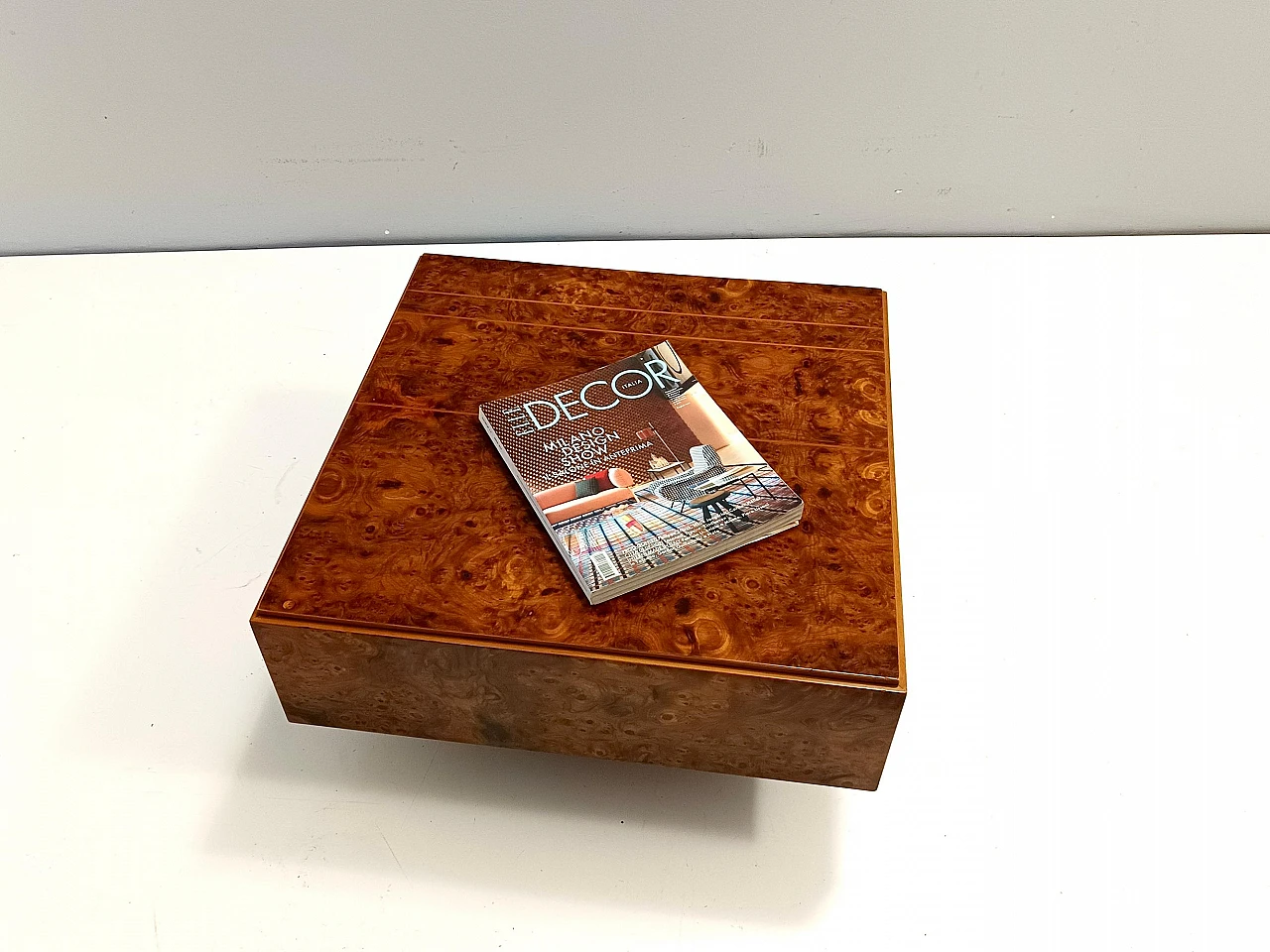 Square elm coffee table attributed to Willy Rizzo, 1980s 3