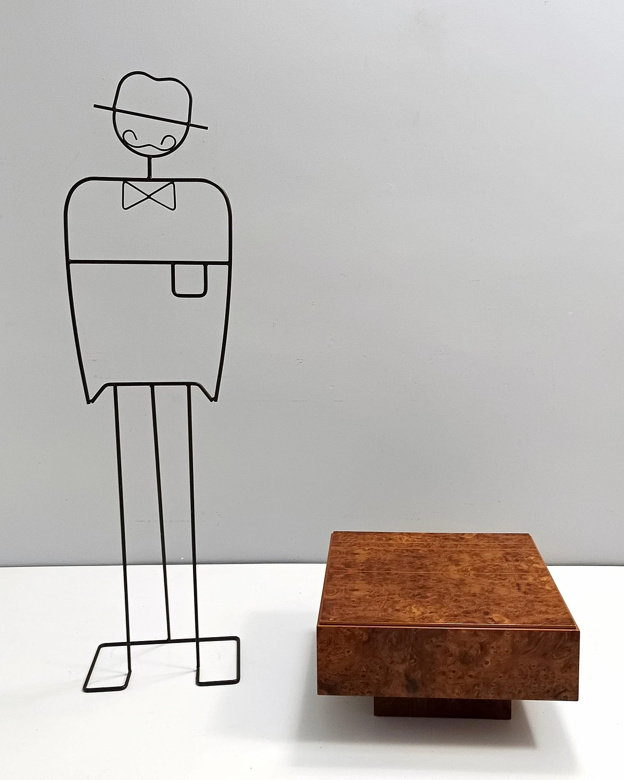 Square elm coffee table attributed to Willy Rizzo, 1980s 4