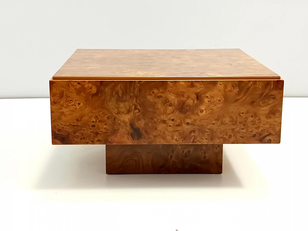 Square elm coffee table attributed to Willy Rizzo, 1980s 5