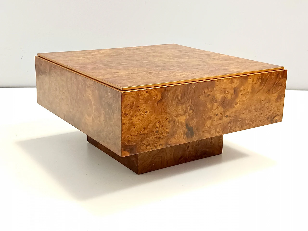 Square elm coffee table attributed to Willy Rizzo, 1980s 6