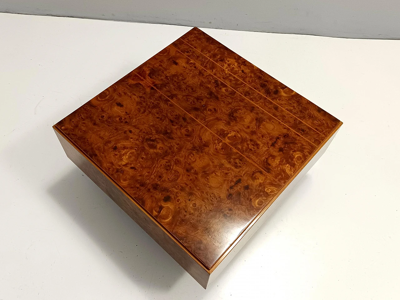 Square elm coffee table attributed to Willy Rizzo, 1980s 7
