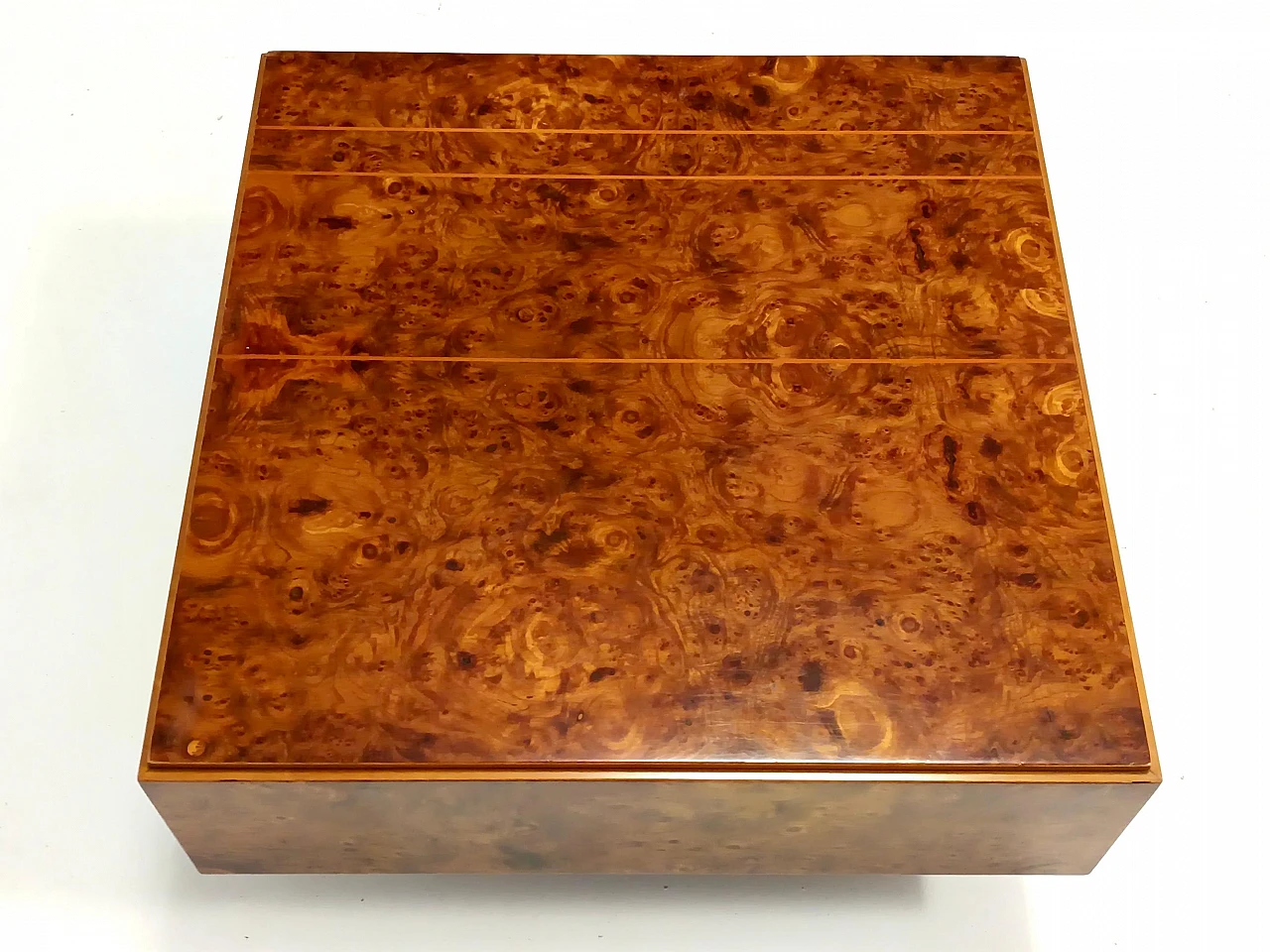 Square elm coffee table attributed to Willy Rizzo, 1980s 8