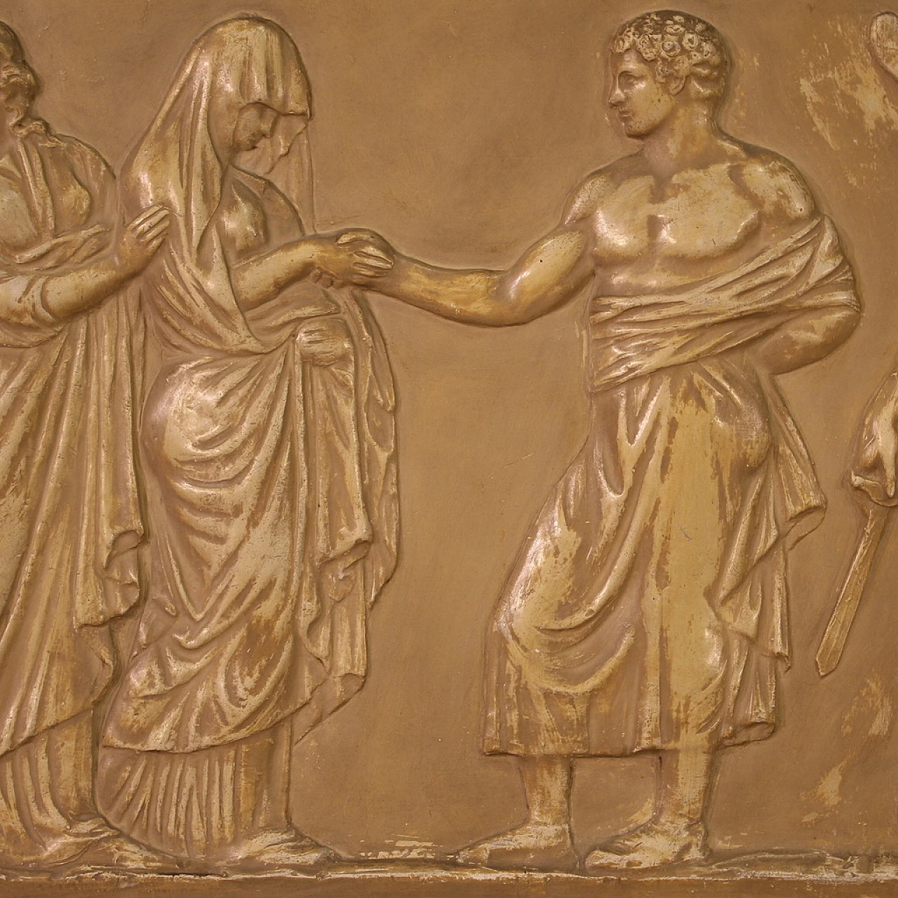 Bassorilievo in gesso con cerimonia nuziale romana, anni '50 12