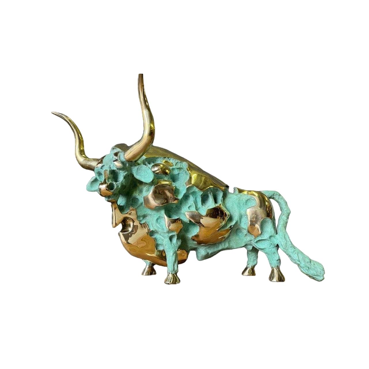 Oxidized and polished bronze bull sculpture 9