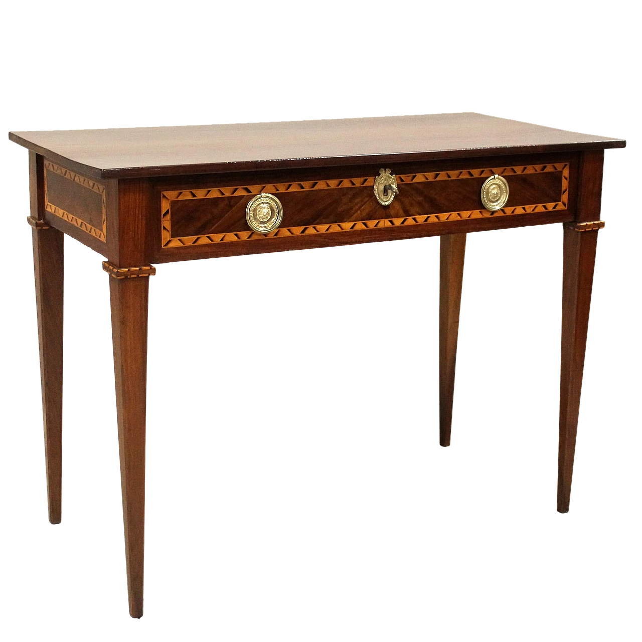 Louis XVI inlaid walnut writing desk with drawer, 18th century 2