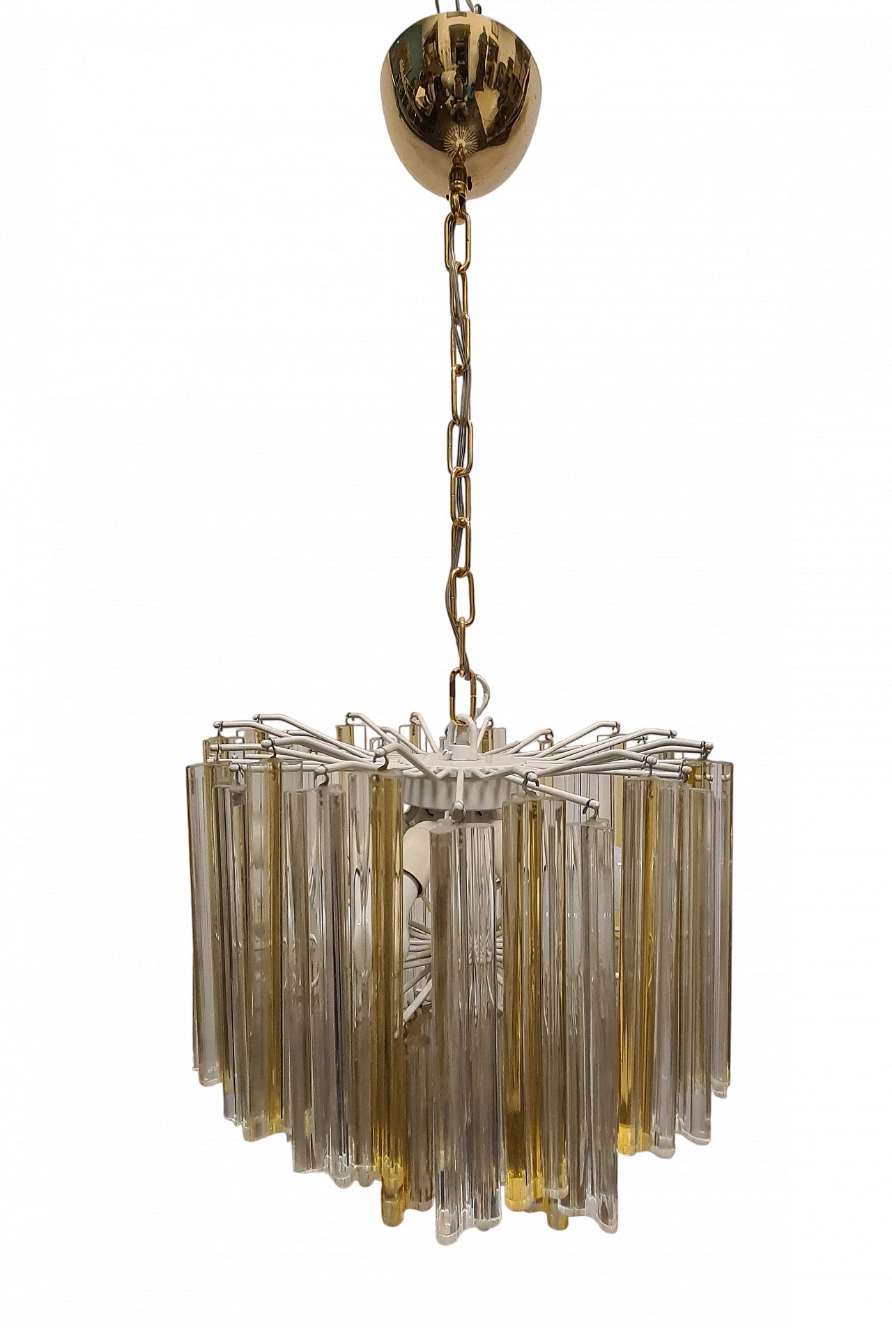 Trilobi chandelier in transparent & amber crystal by Venini, 1960s 14