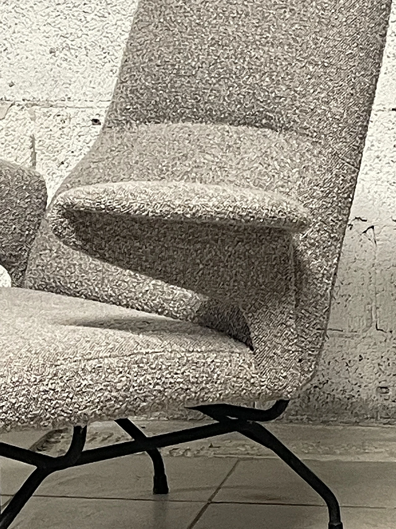 Coppia di poltrone in ferro e tessuto di Rochester, anni '50 8