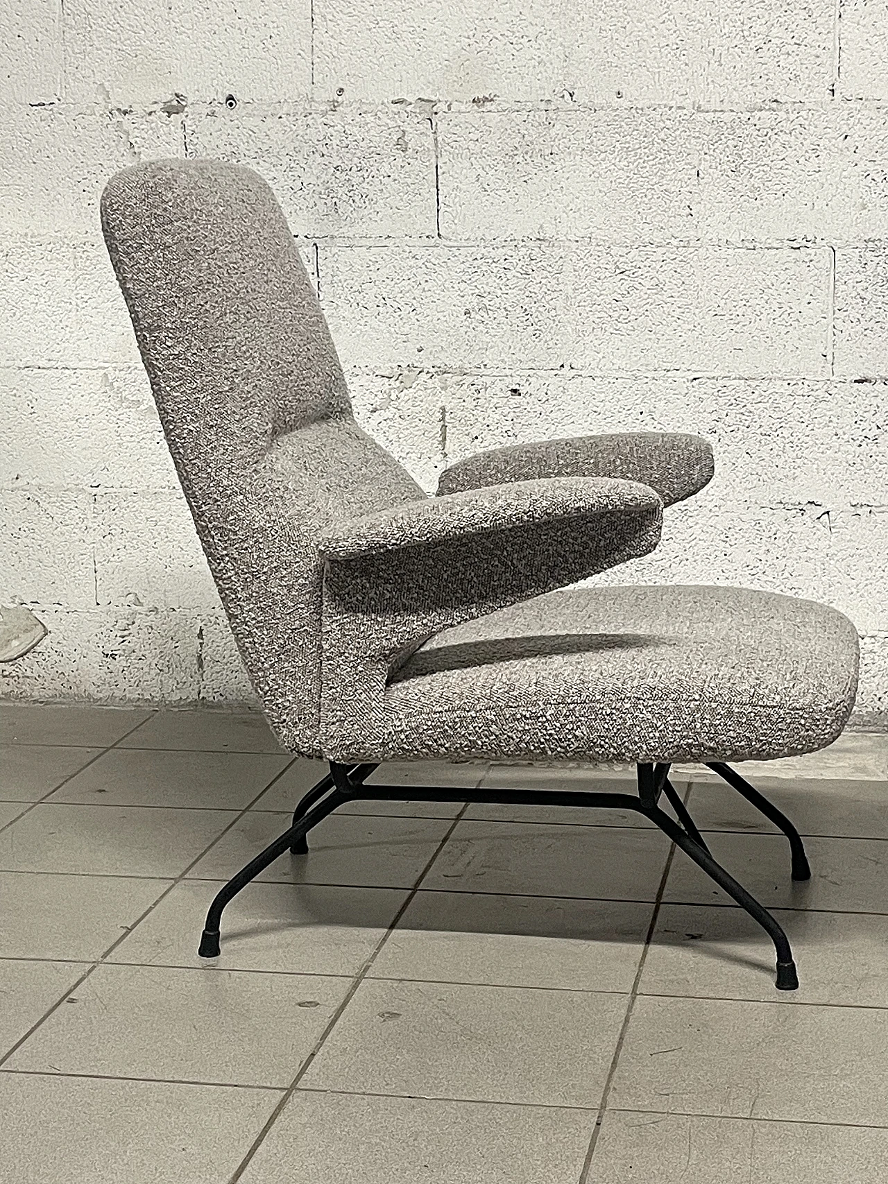 Coppia di poltrone in ferro e tessuto di Rochester, anni '50 11