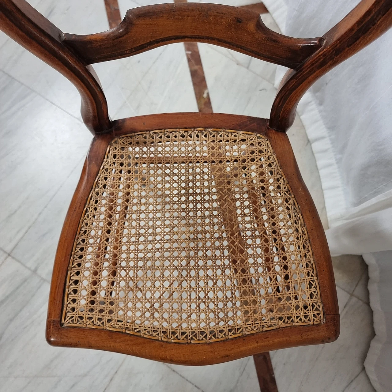 Sedia Luigi Filippo in noce con seduta intrecciata, '800 8