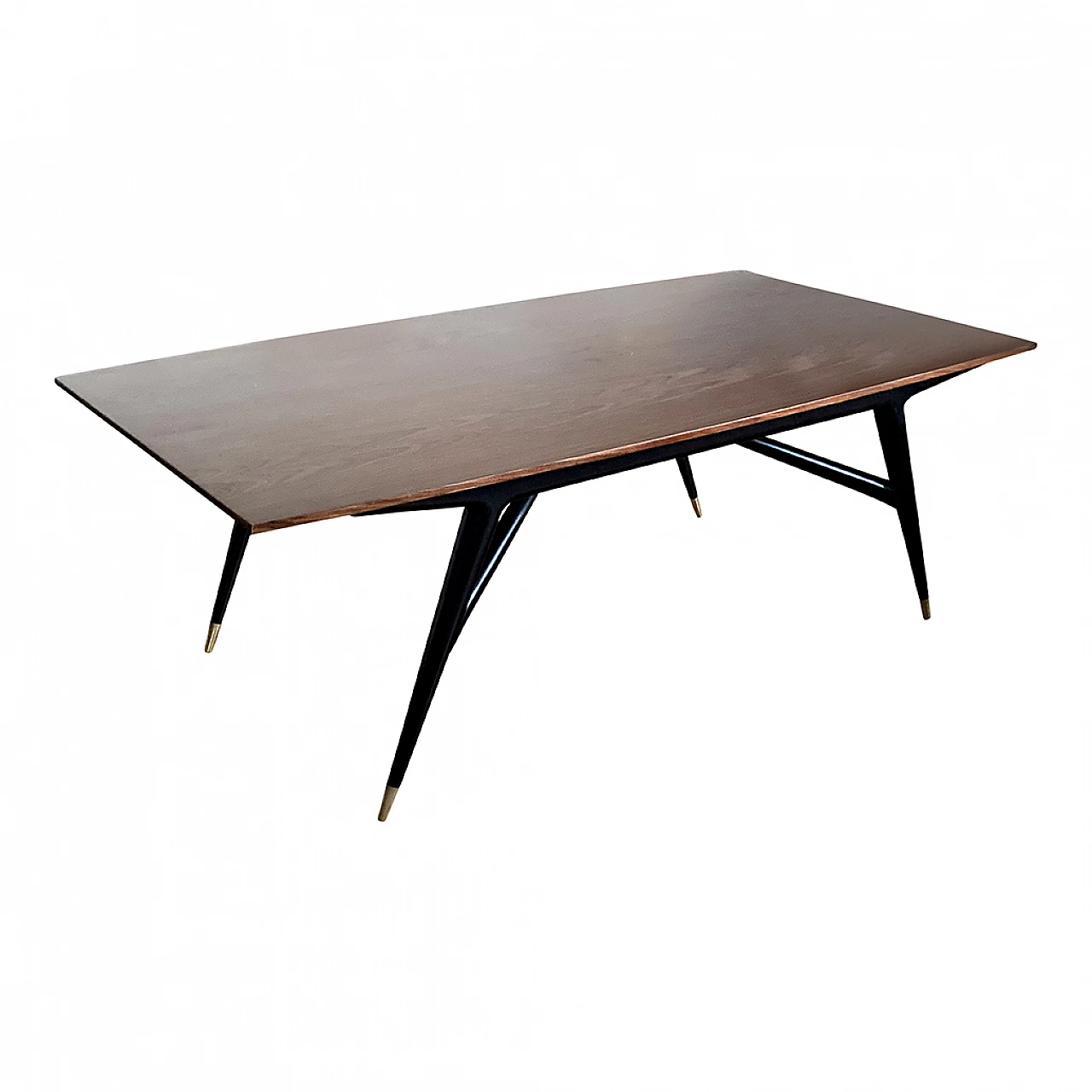 Rosewood table with black lacquered legs, 1980s 2