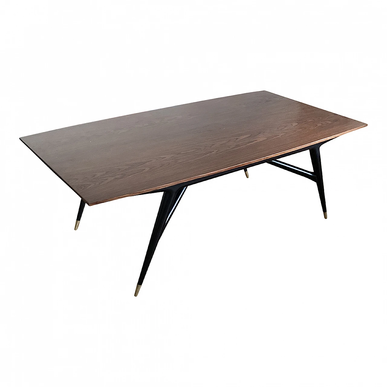 Rosewood table with black lacquered legs, 1980s 5