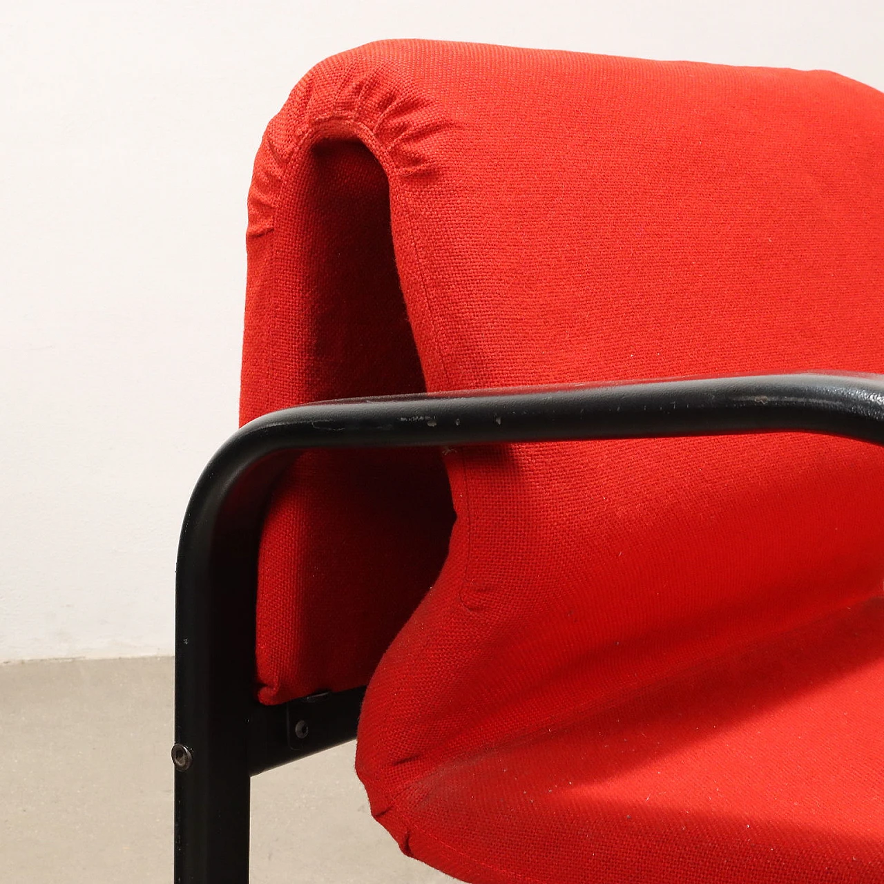 Enameled metal armchair, foam & fabric seat, 1980s 4