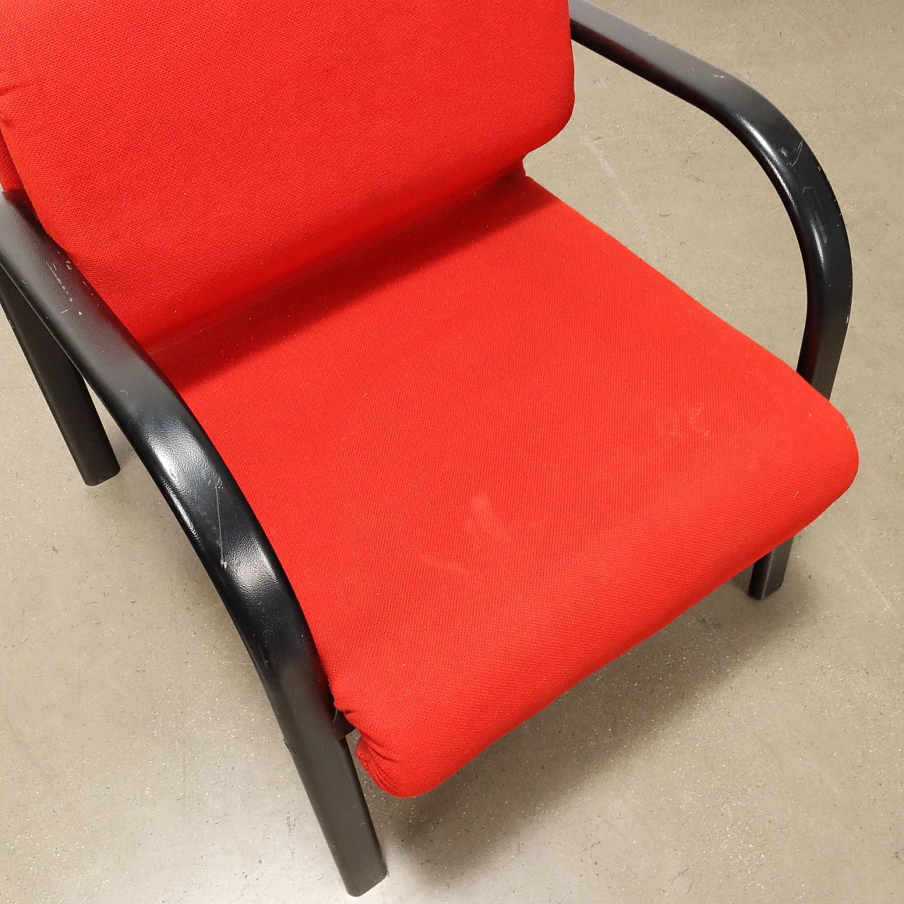 Enameled metal armchair, foam & fabric seat, 1980s 7