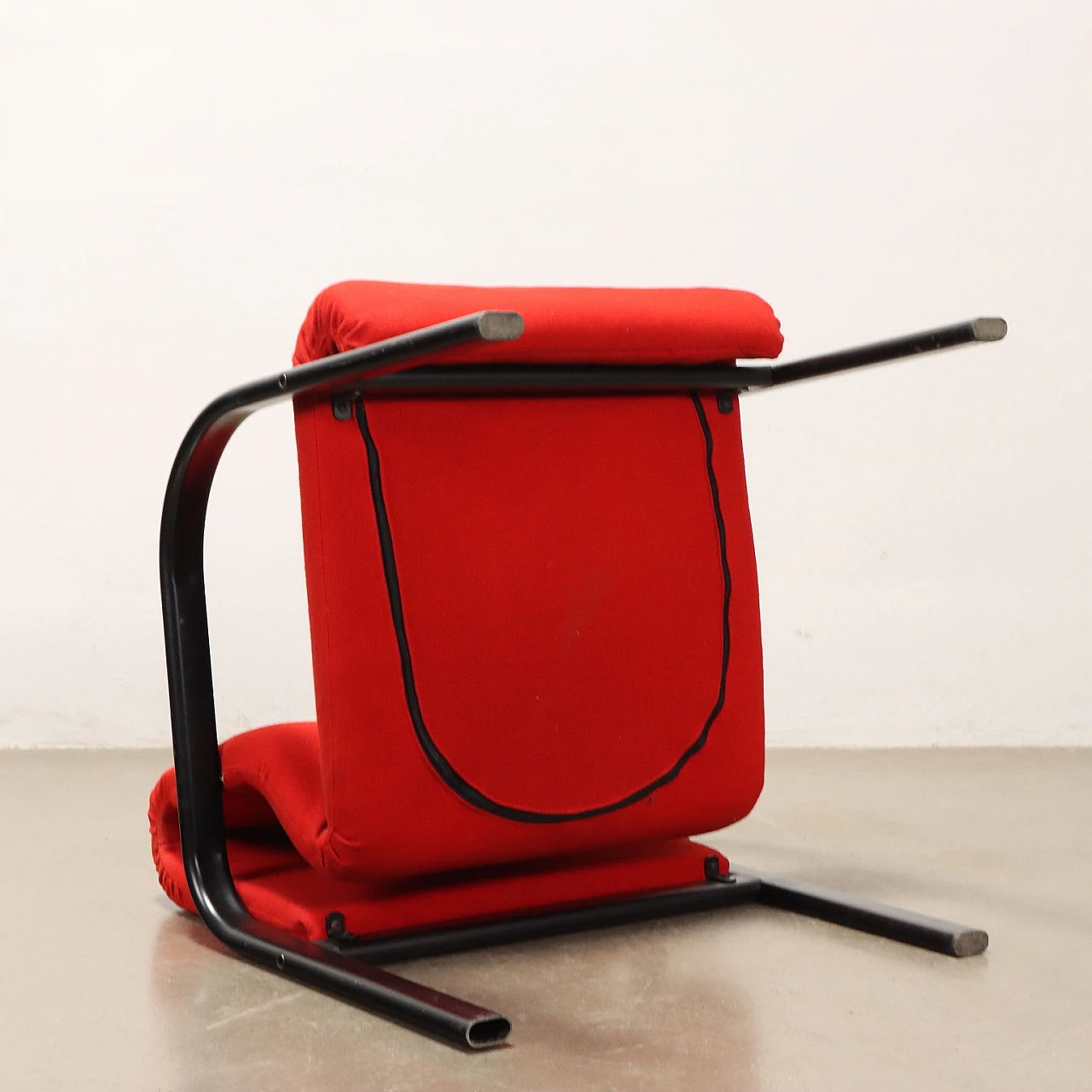 Enameled metal armchair, foam & fabric seat, 1980s 9