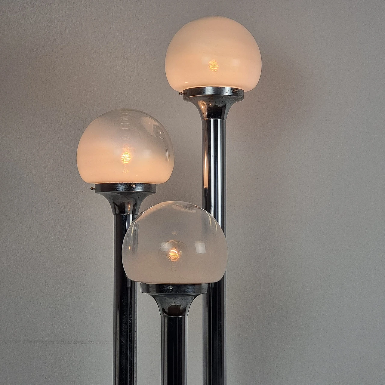 Metal and glass floor lamp attributed to Mazzega, 1970s 1
