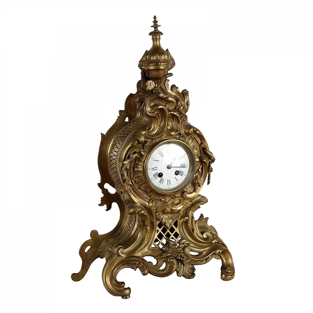 Gilt bronze stand clock with leaf motifs, 19th century 1