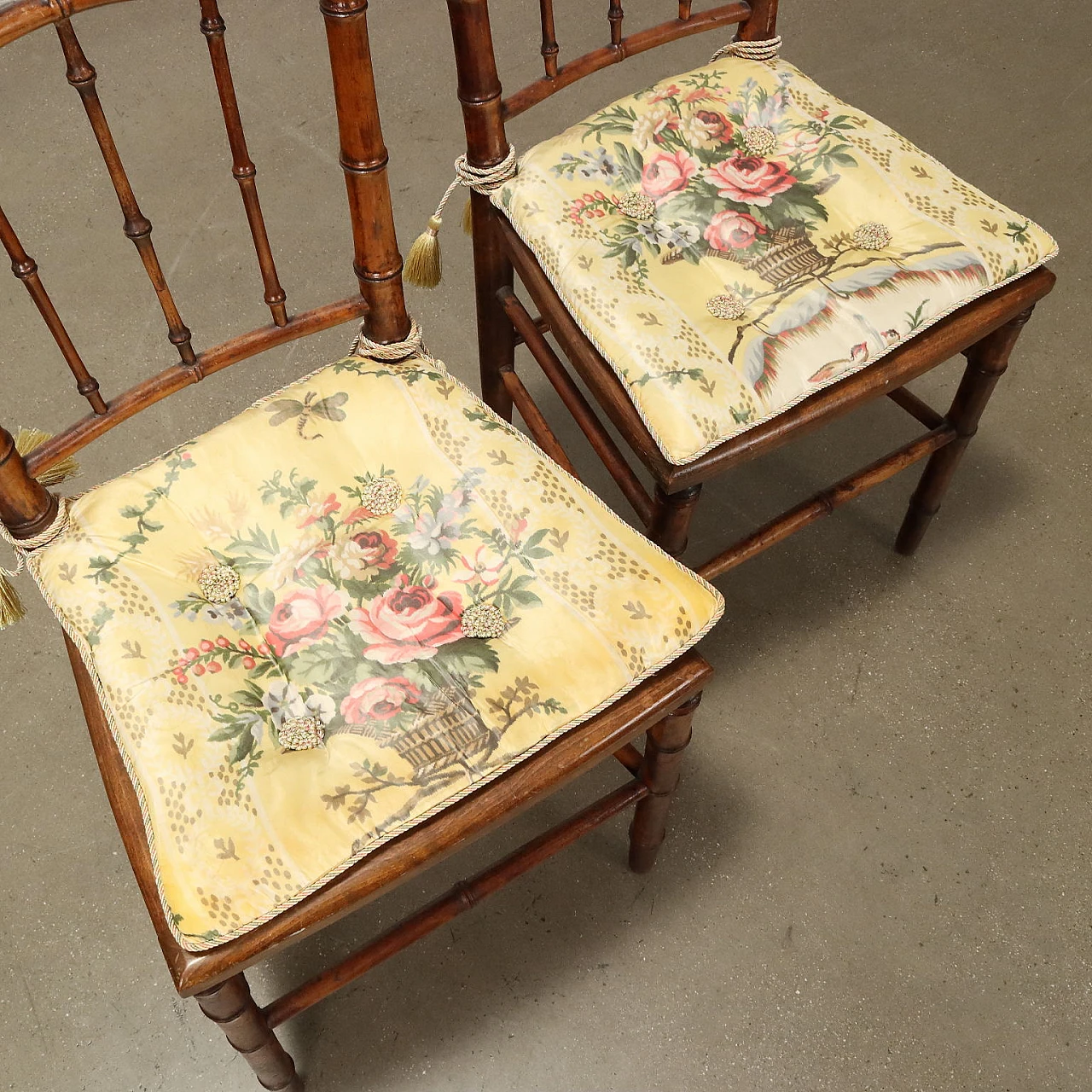 Pair of Chiavarine chairs in maple & cane seat, 19th century 6
