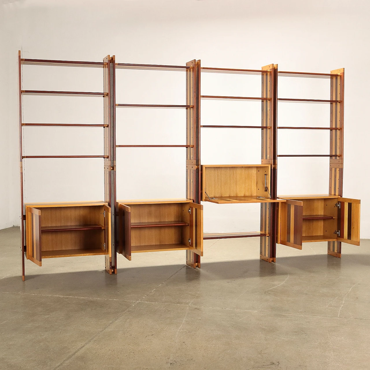 Blockboard bookcase with shelves and wall units, 1970s 3
