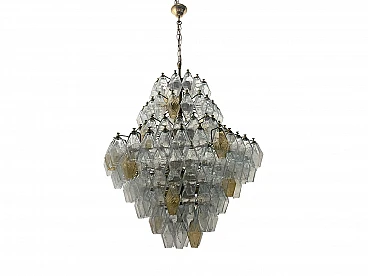 Murano glass polygon chandelier with golden frame, 1980s